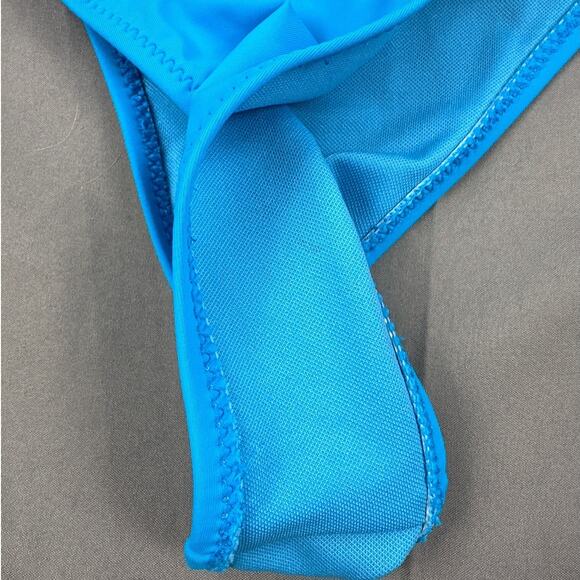 Sunny Co Clothing - Triangle Halter Tie Bikini Top & Tie Side Bottoms in Blue - Picture 2 of 4